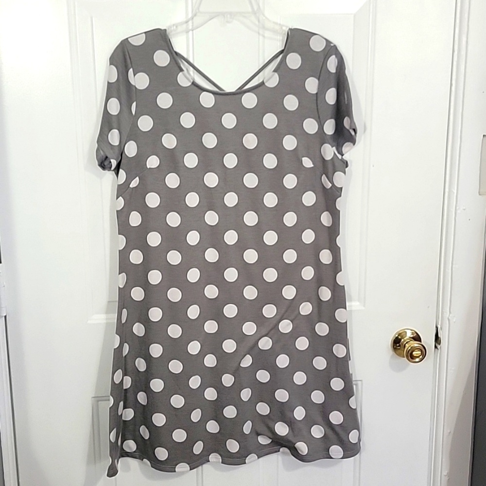 NWOT Grey Polka Dot Dress - Size 1X